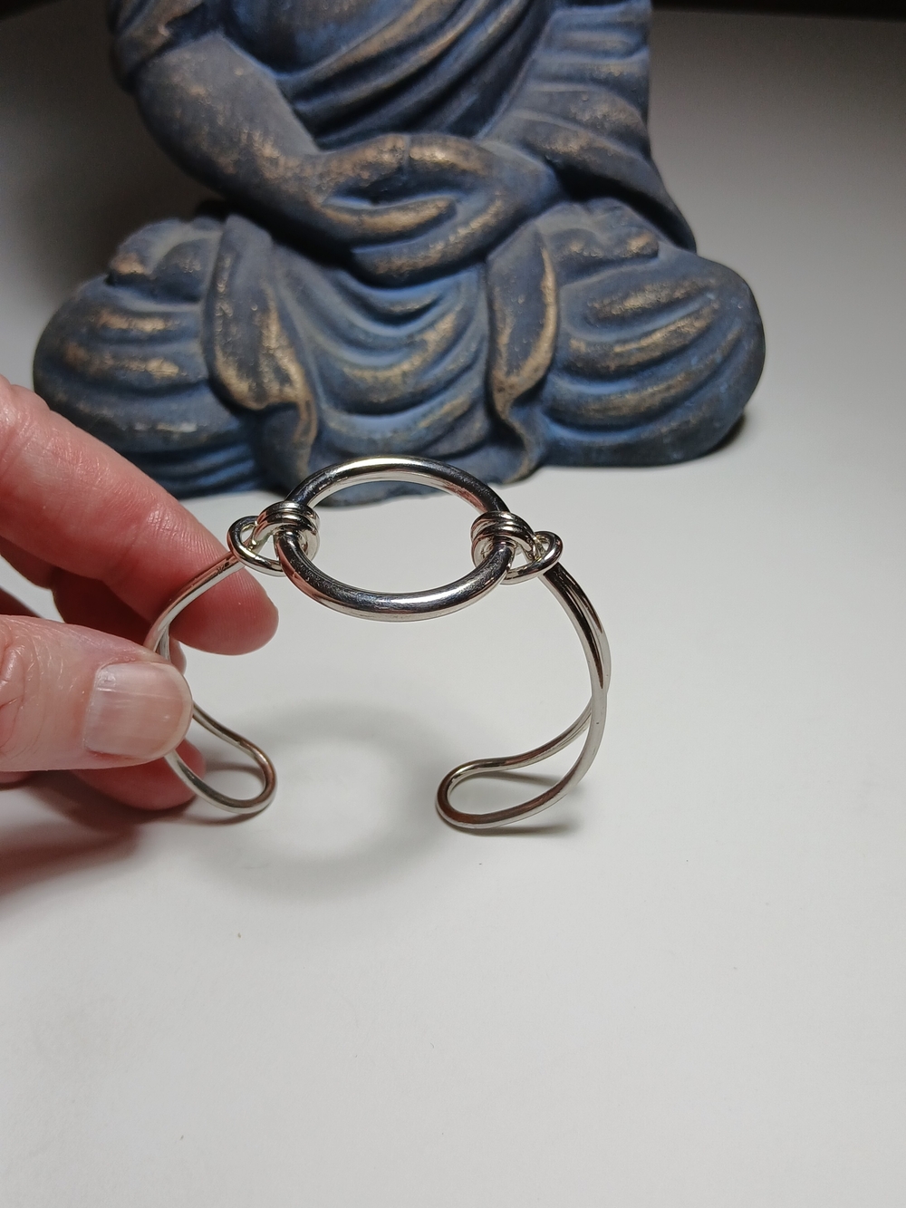Silver-Tone Open Circle Cuff Bracelet
